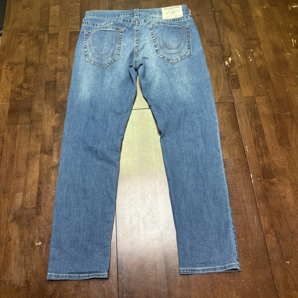 True Religion Geno‎ Relaxed Slim Jeans Mens 33 (fits 35x32) Fade Wash Stretch